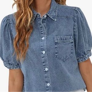 Denim Puff Sleeve Top